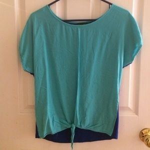 Color block tie shirt